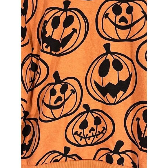 H&M Sweatshirt Kid 6 Orange Crew Halloween Pumpkin Parade School Preppy 80s - Picture 3 of 7